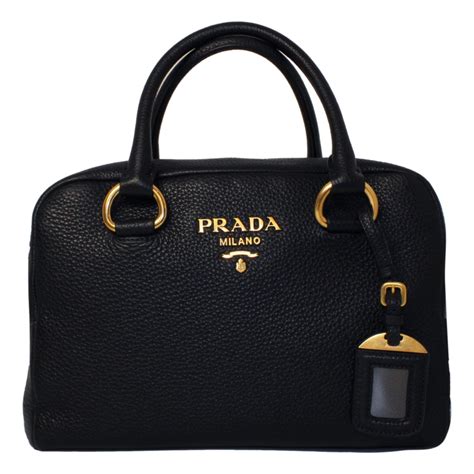 Prada Women's Black Vitello Phenix Leather Satchel 